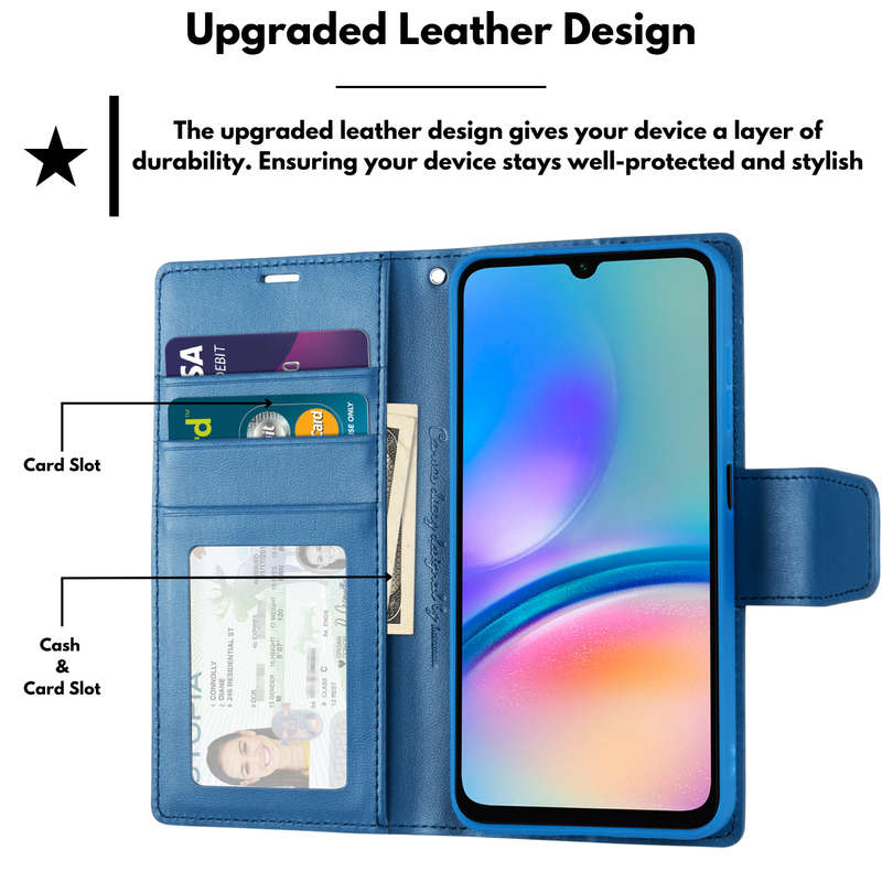 Hanman Classic Flip Leather Wallet Cover for Galaxy A05 / A05S