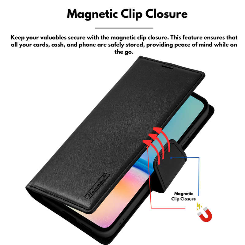 Hanman Classic Flip Leather Wallet Cover for Galaxy A05 / A05S