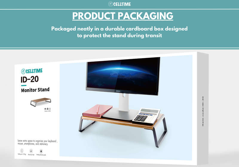 CellTime Multifunctional Ergonomic Wooden Desktop Monitor Riser Stand