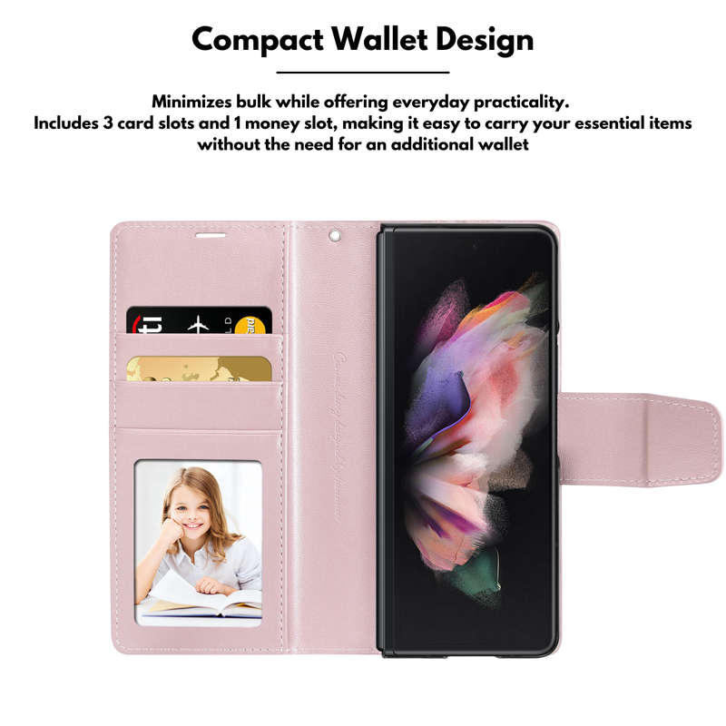 Hanman Classic Flip Leather Wallet Cover for Samsung Galaxy Z Fold 3