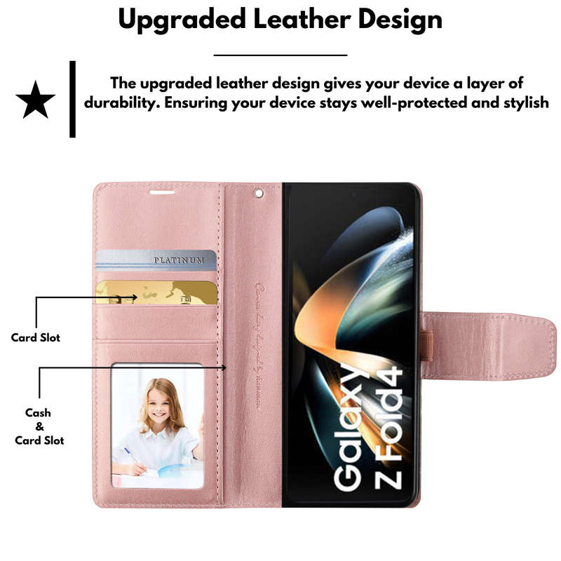 Hanman Classic Flip Leather Wallet Cover for Samsung Galaxy Z Fold 4