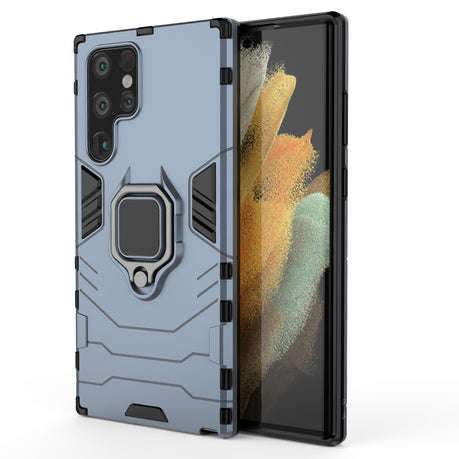 Shockproof Black Panther Magnetic Ring Stand Cover for Galaxy S22 Ultra
