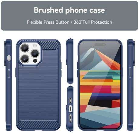 Carbon Fiber Design Cover for iPhone 15 Pro Max Shockproof Case