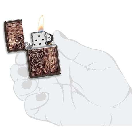 Zippo Lighter - Wood Mandala Design