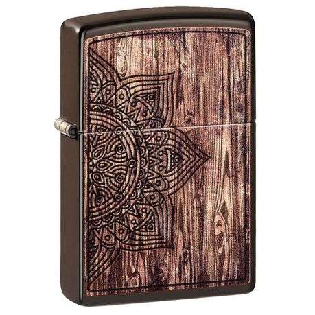 Zippo Lighter - Wood Mandala Design