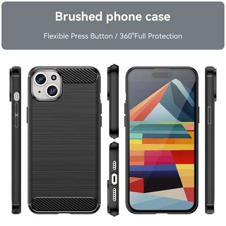 Carbon Fiber Design Cover for iPhone 15 Plus Shockproof Case