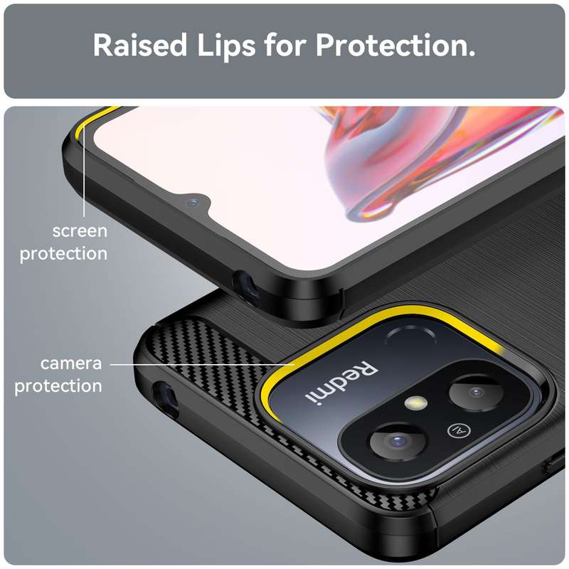 Redmi 12C Shockproof Carbon Fiber Design Cover