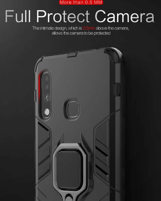 Galaxy A21s Shockproof Black Panther Magnetic Ring Stand Cover