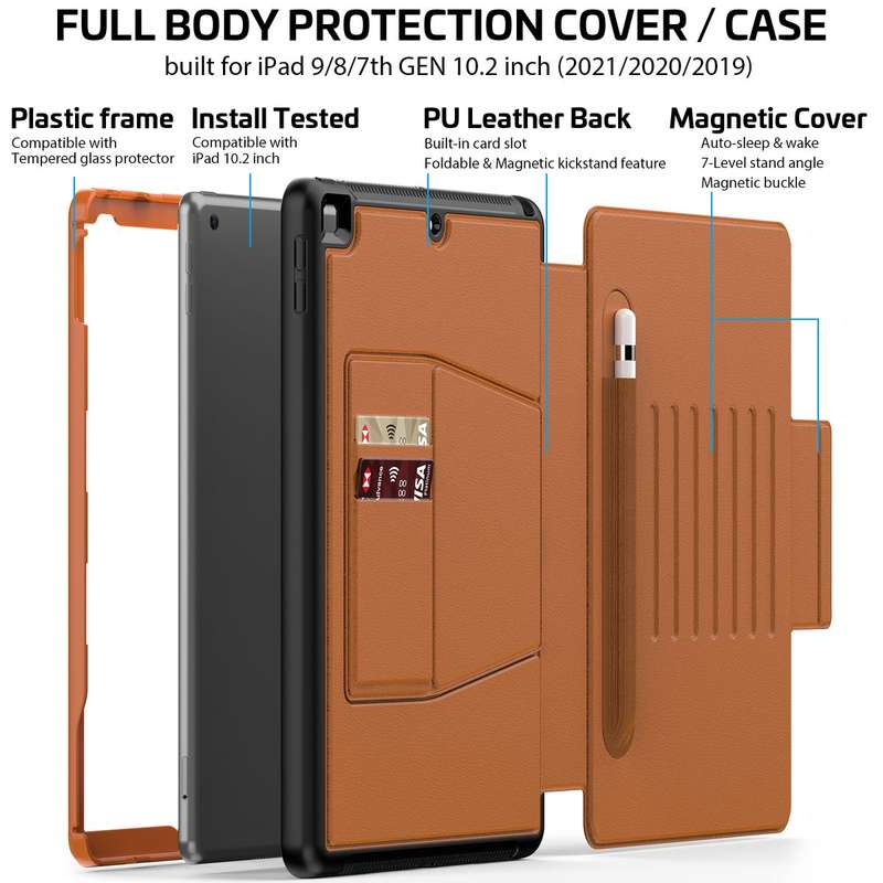 CellTime LeatherBlazer ShockProof Rugged Cover for iPad 9th Gen /8/7 Gen 10.2 inch