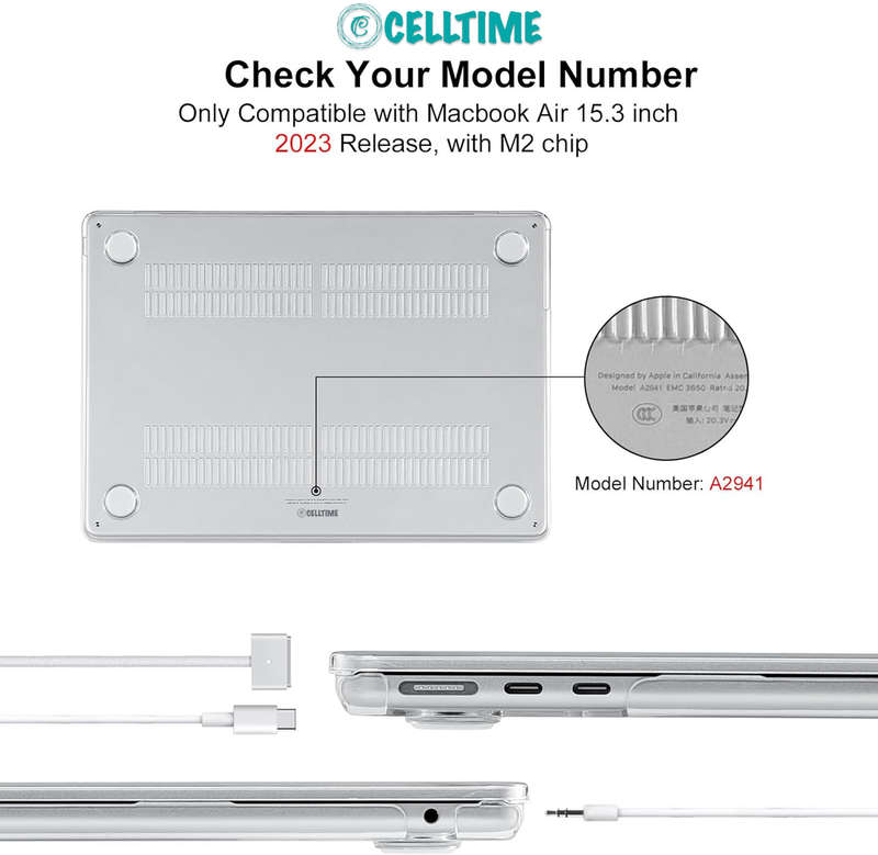 CellTime Clear Case for MacBook Air 15-inch M2 Cover (Model: A2941 (M2))