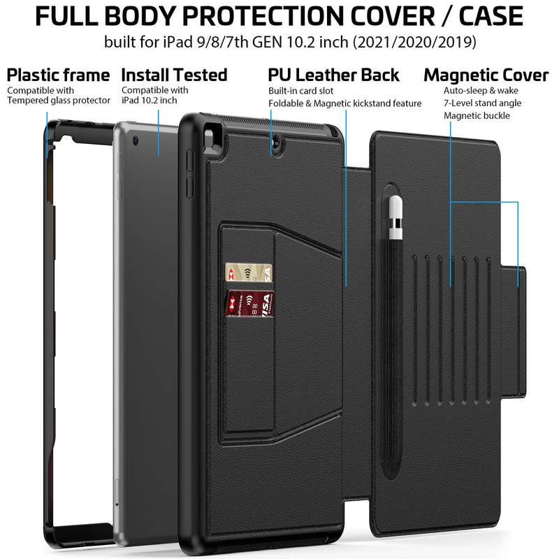CellTime LeatherBlazer ShockProof Rugged Cover for iPad 9th Gen /8/7 Gen 10.2 inch