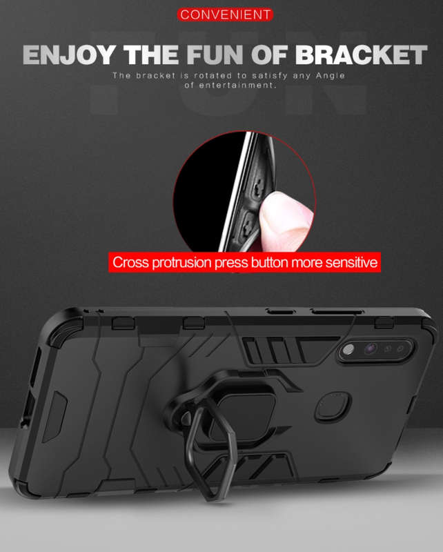 Galaxy A21s Shockproof Black Panther Magnetic Ring Stand Cover