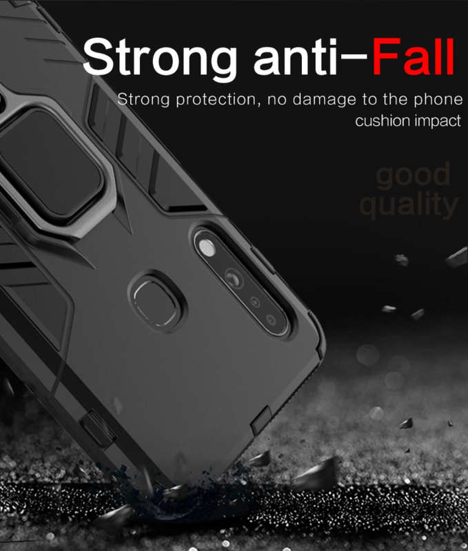 Galaxy A21s Shockproof Black Panther Magnetic Ring Stand Cover