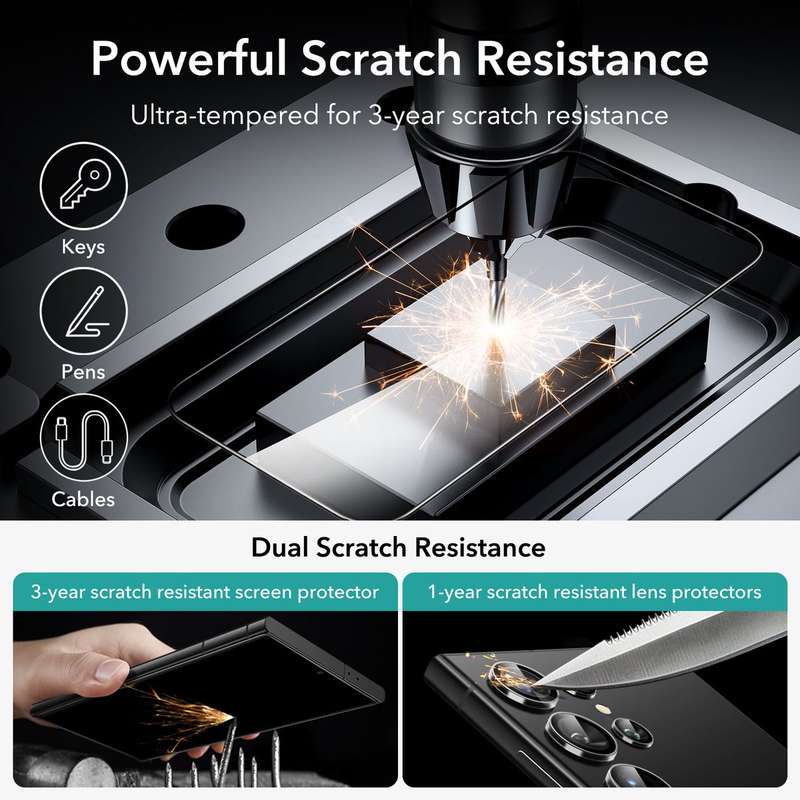 ESR Tempered Glass Screen & Camera Lens Protectors Set For Galaxy S24 Ultra
