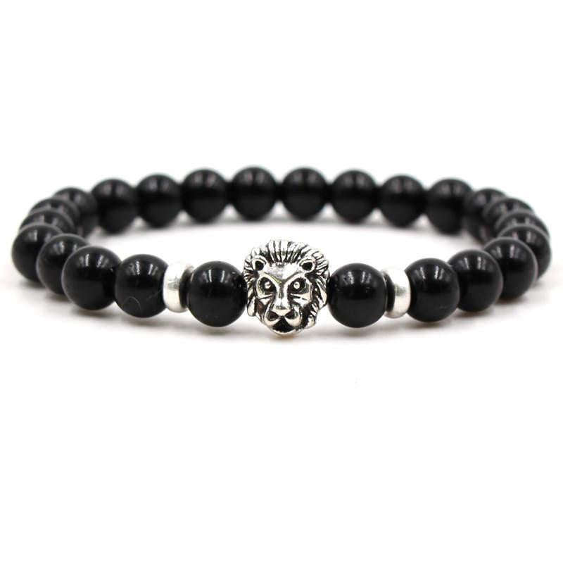 Argent Craft Black Onyx & Lion Bracelet (Silver)