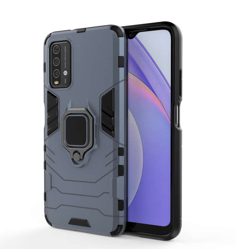 CellTime Xiaomi Redmi 9T Shockproof Black Panther Magnetic Ring Stand Cover