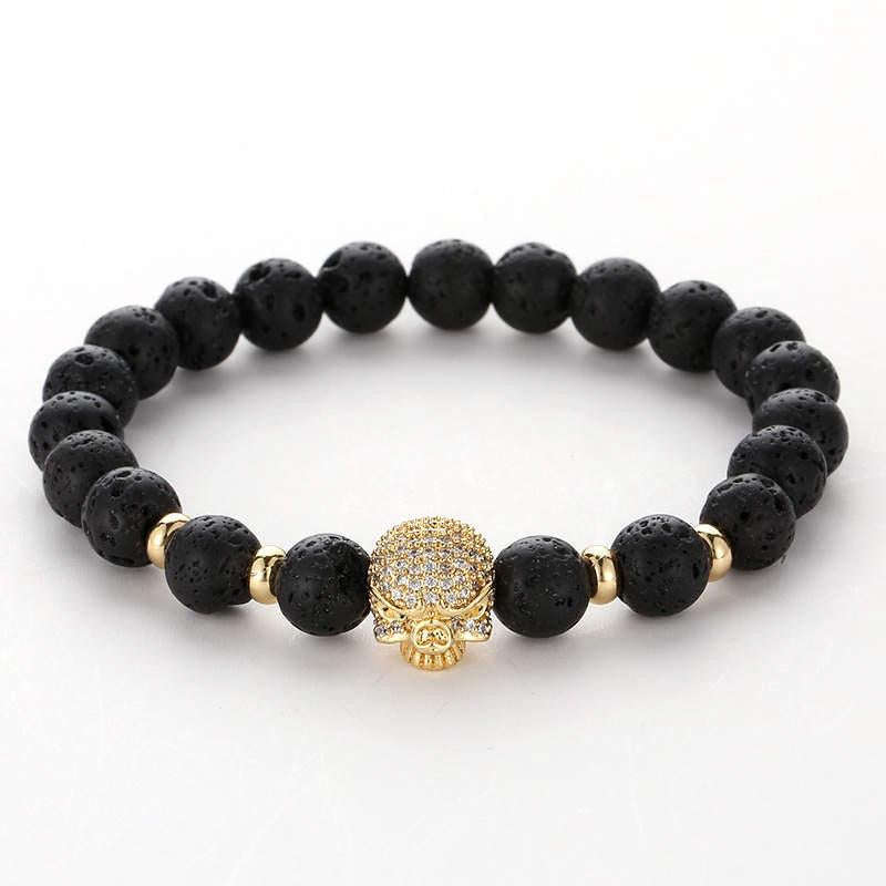 Argent Craft Lava Stone And Fallen Skull Bracelet (gold)