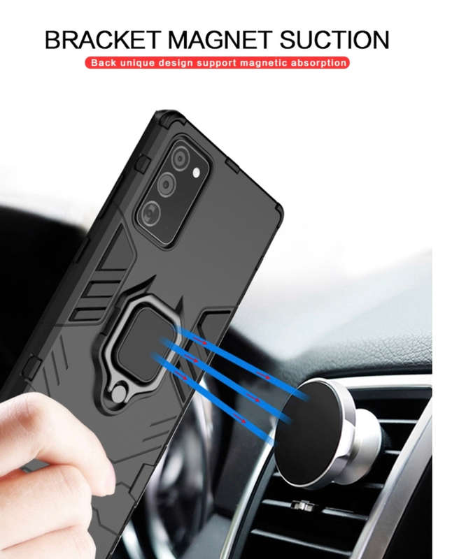 CellTime Xiaomi Redmi 9T Shockproof Black Panther Magnetic Ring Stand Cover