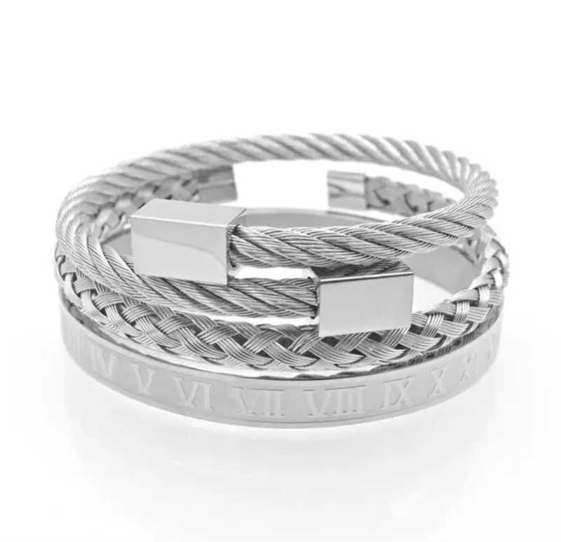 Argent Craft Roman Cable Bracelet 3 set (Silver)