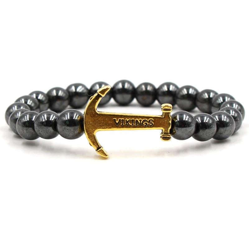 Argent Craft Hematite Vikings Anchor Bracelet (Gold)