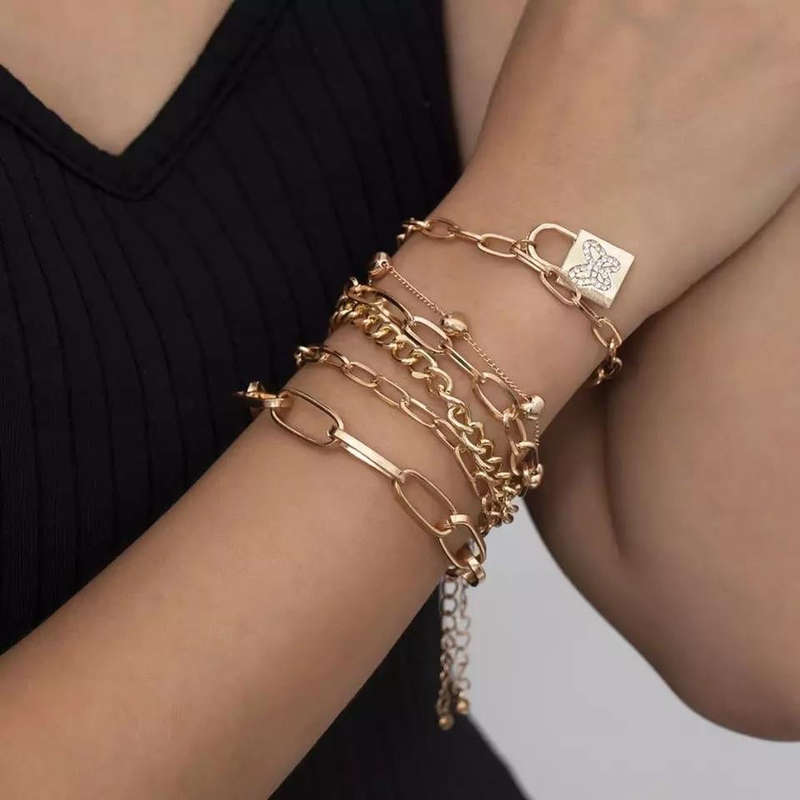Argent Craft Love Locked 6 Bracelet Set (gold)