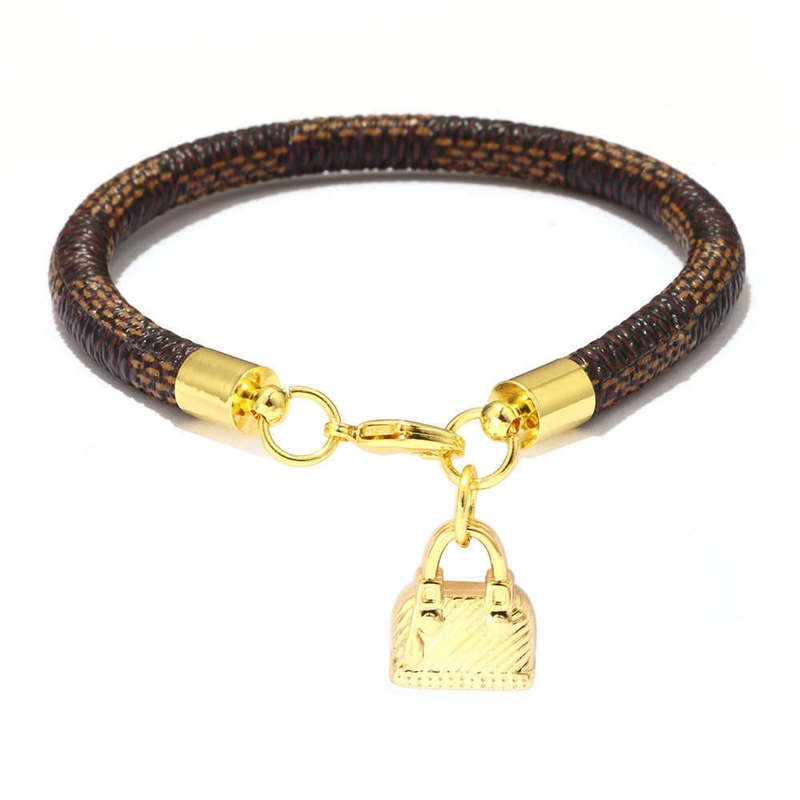 Argent Craft Leather Braided Charm Bracelet with Mini Bag (Brown & Black)