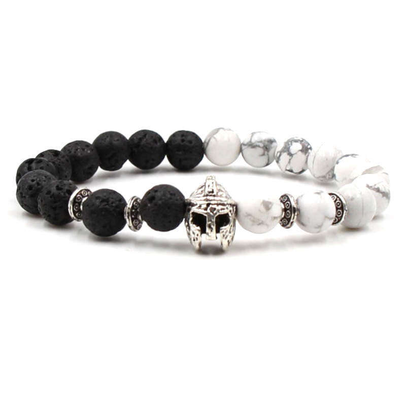 Argent Craft Lava Stone & Howlite Stone with Silver Knight Helmet