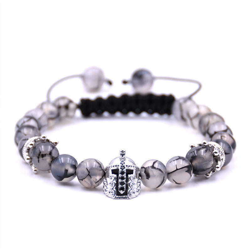 Argent Craft Chrystal Quartz With Crowns & Silver Knight Helmet Bracelet