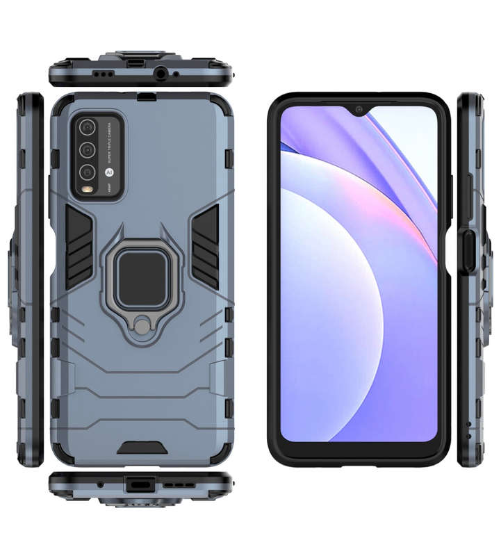 CellTime Xiaomi Redmi 9T Shockproof Black Panther Magnetic Ring Stand Cover