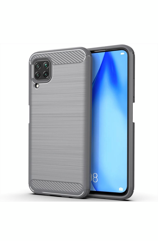 Huawei P40 Lite Shockproof Carbon Fiber Design Cover - Grey