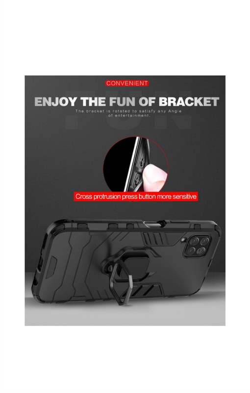 Huawei Y6P Shockproof Black Panther Magnetic Ring Stand Cover - Red