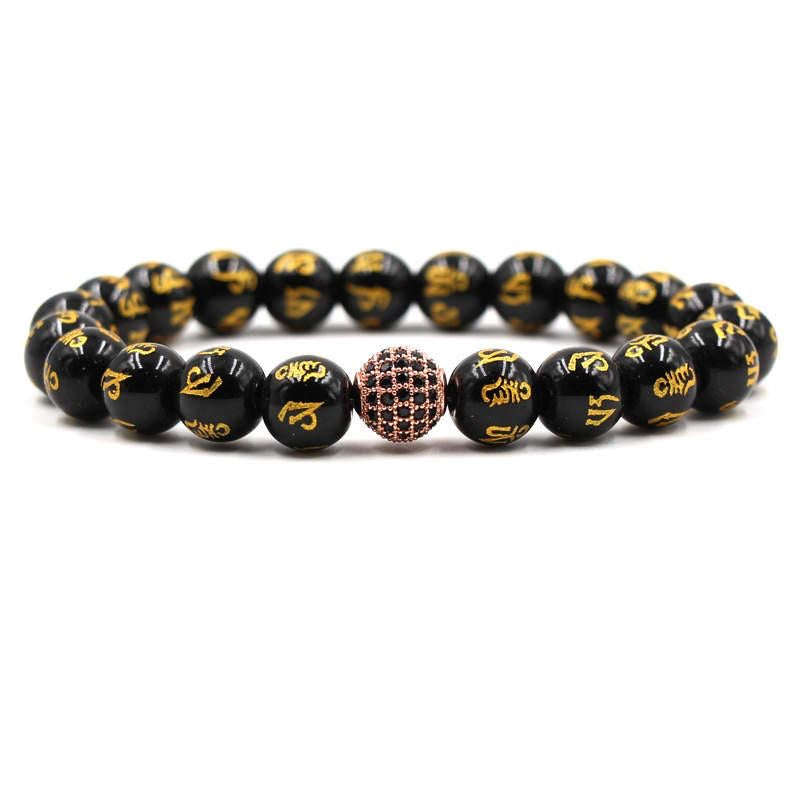 Argent Craft Natural Black Obsidian Wealth Bracelet (rose gold)