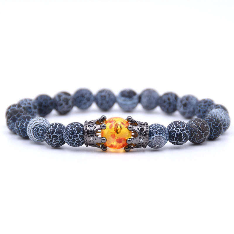 Argent Craft Natural Black & White Agate & Red/Yellow Amber