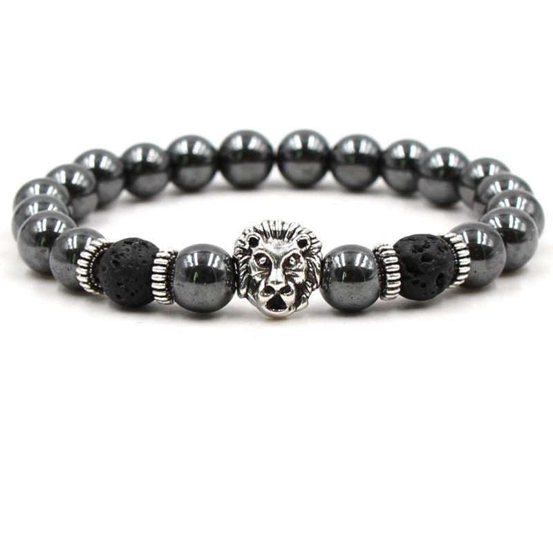 Argent Craft Hematite Bracelet and 2 Lava Stones With Lion (silver)