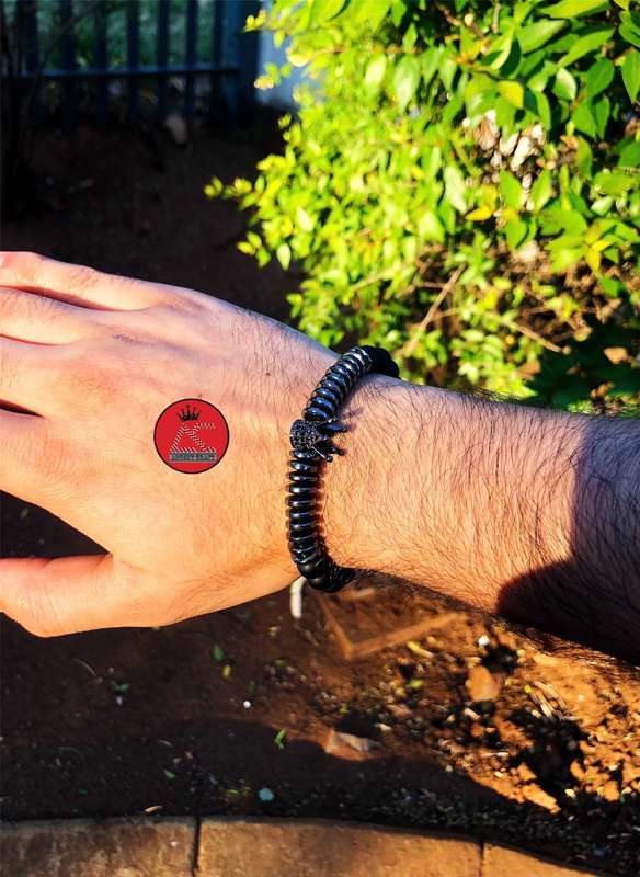 Argent Craft Black Matte Agate Stone & Rings With Black Crown