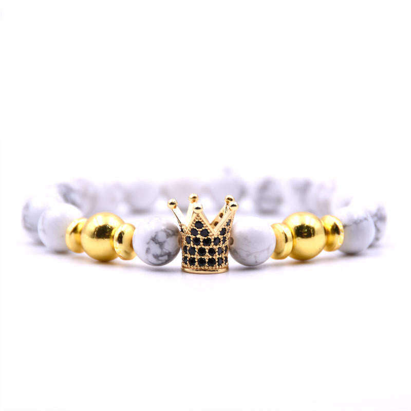 Argent Craft Howlite With Crown & Balls with Zirconia (Gold)