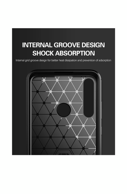 Huawei Y6P Shockproof Carbon Fiber Design Cover - Red