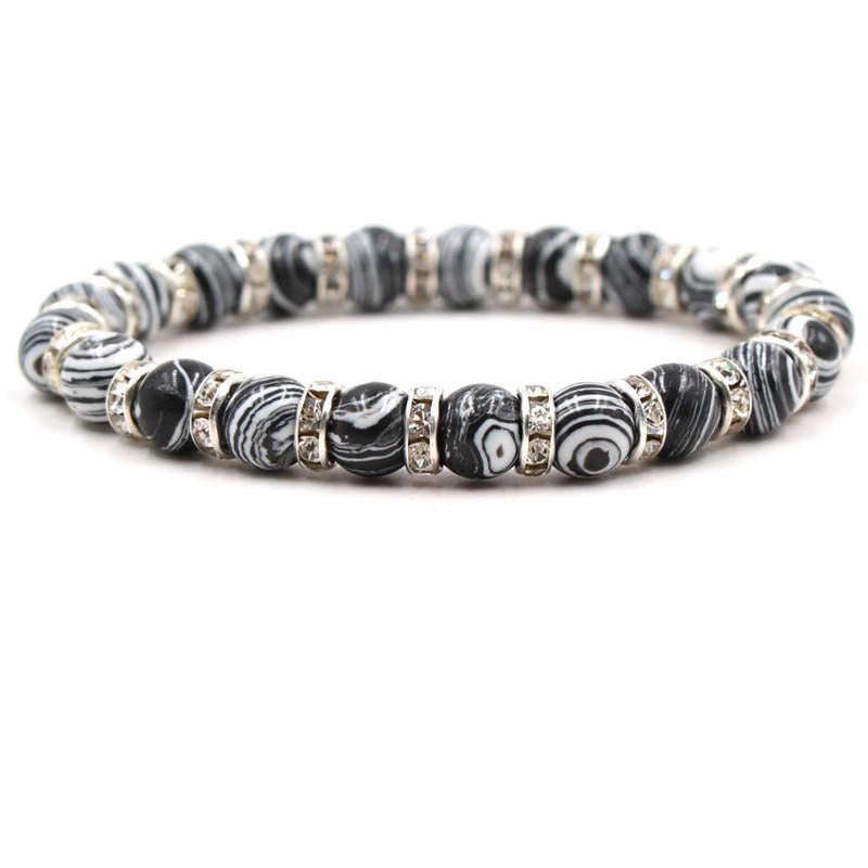 Argent Craft Black and White Onyx Classic Minimalist Bracelet (silver)