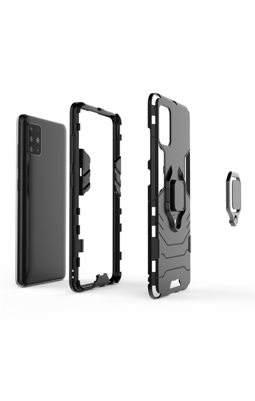 Samsung Galaxy A31 Shockproof Black Panther Magnetic Ring Stand Cover - Red