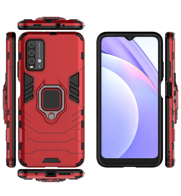 CellTime Xiaomi Redmi 9T Shockproof Black Panther Magnetic Ring Stand Cover