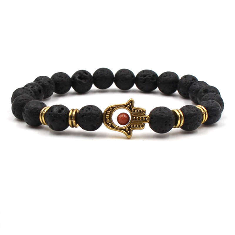 Argent Craft Lava Stone With Hamsa Hand (Gold)