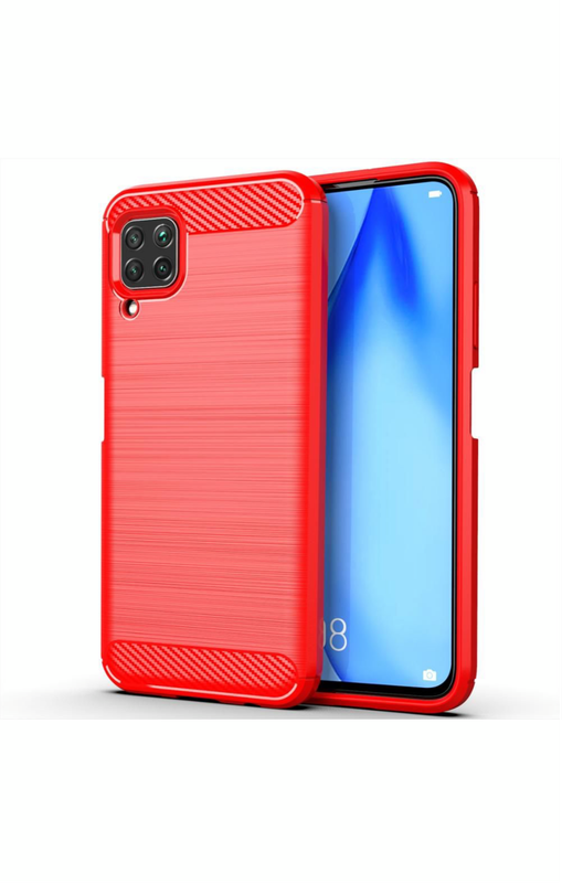Huawei P40 Lite Shockproof Carbon Fiber Design Cover -Red