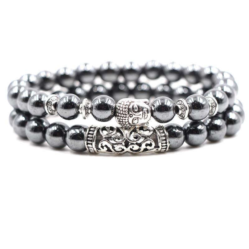 Argent Craft Hematite With Buddha and Ancient Scroll Bracelet (silver)
