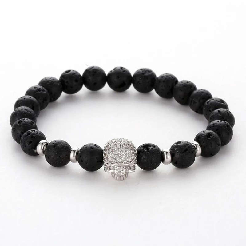 Argent Craft Lava Stone And Fallen Skull Bracelet (silver)