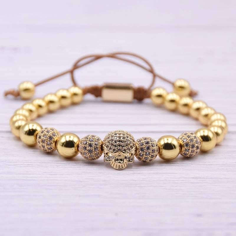 Argent Craft Gold Stone & Fallen Skull Bracelet
