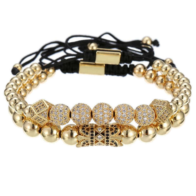 The Argent Craft Geometric Micro Pave Bracelet set (2 pcs) (gold)