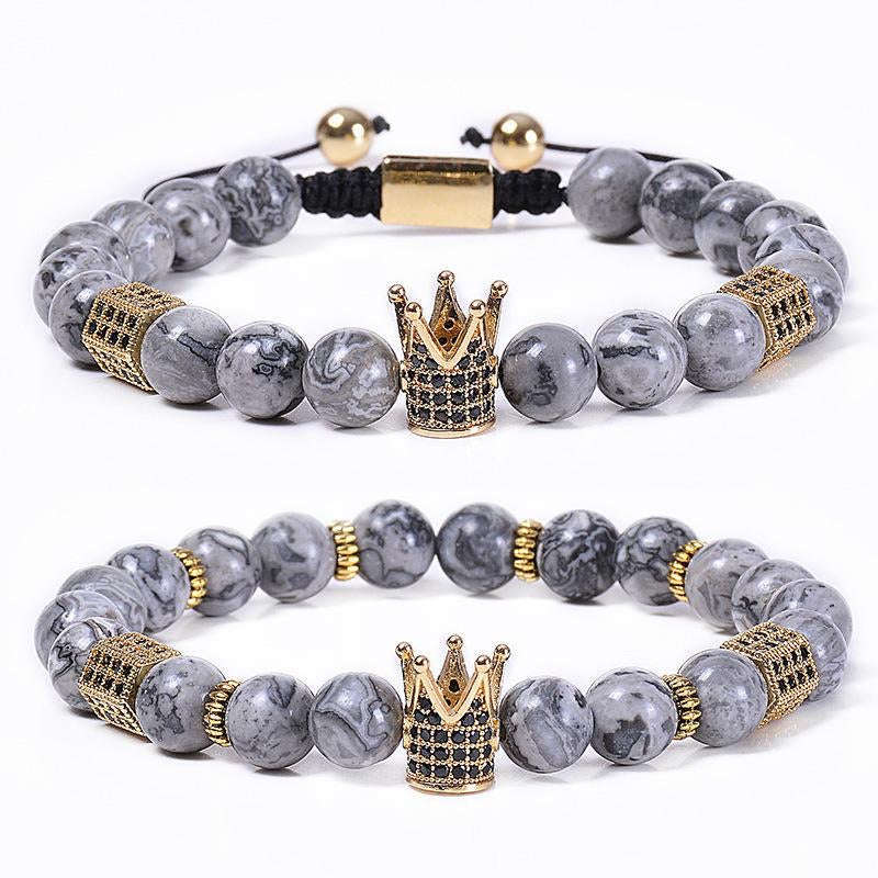 Argent Craft Grey Jasper Royal Wrap Bracelet Set (2)