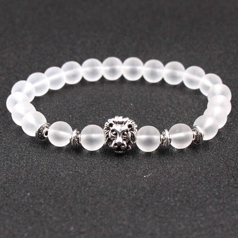 Argent Craft Frosted Glass Stone with Silver Lion