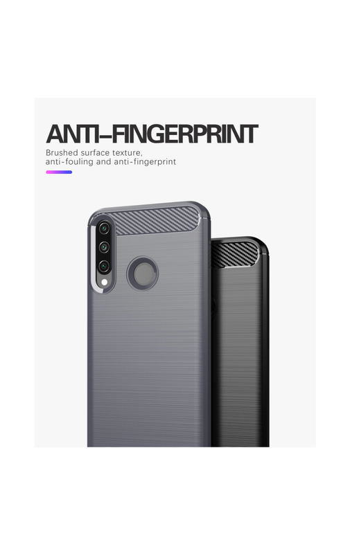 Huawei Y6P Shockproof Carbon Fiber Design Cover - Blue