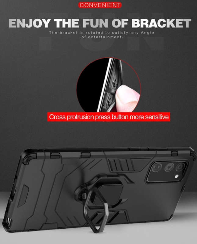 CellTime Xiaomi Redmi 9T Shockproof Black Panther Magnetic Ring Stand Cover